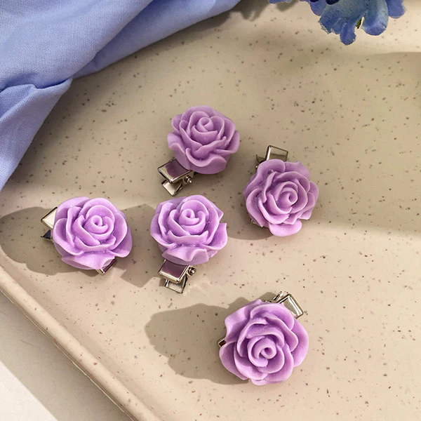 French Roses Lilac Hairclips (Pack of 5)